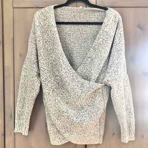 Grey Knit Wrap Oversized Sweater